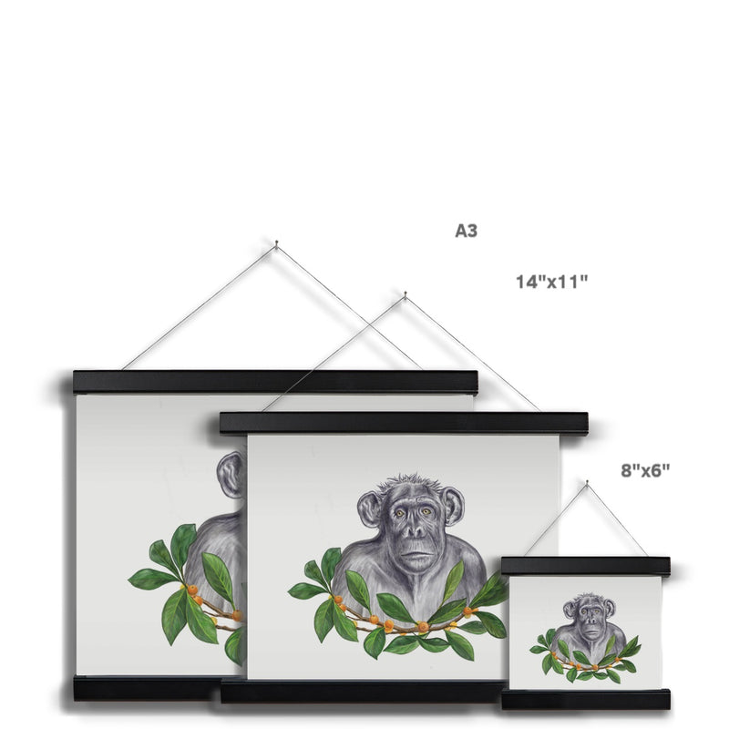 Chimp and Figs Fine Art Print with Hanger