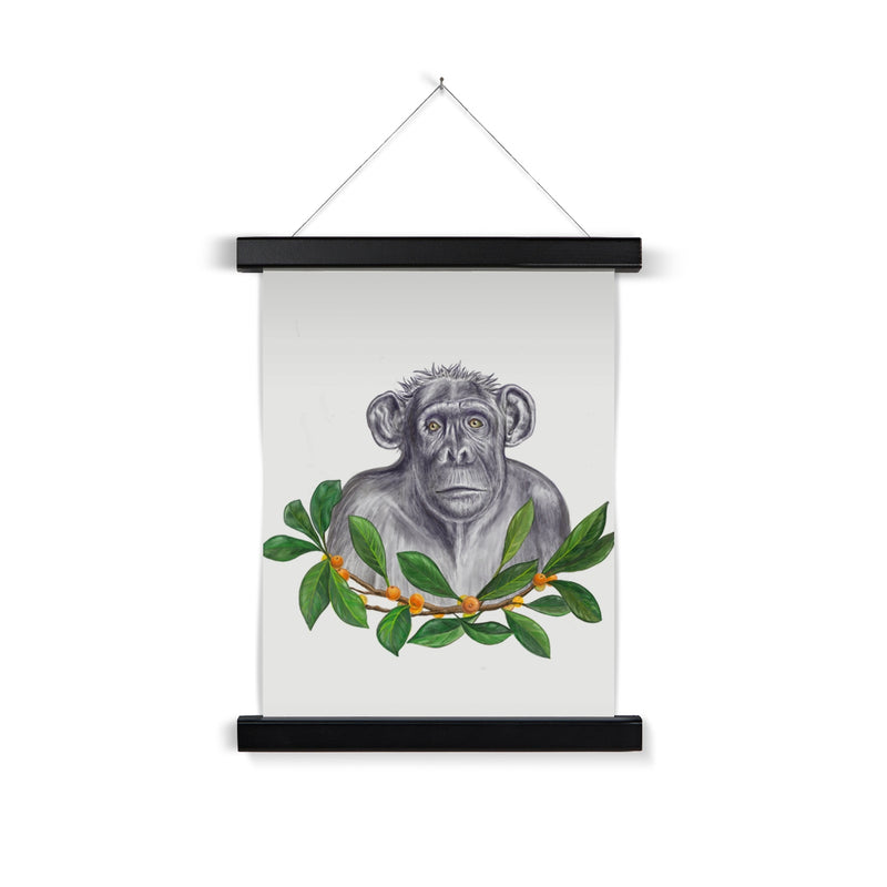 Chimp and Figs Fine Art Print with Hanger