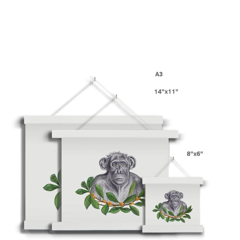 Chimp and Figs Fine Art Print with Hanger