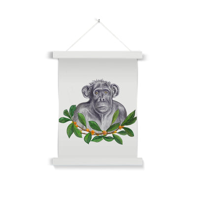 Chimp and Figs Fine Art Print with Hanger