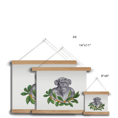 Chimp and Figs Fine Art Print with Hanger