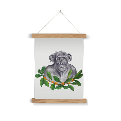 Chimp and Figs Fine Art Print with Hanger