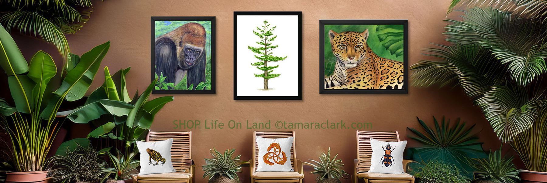 Life on Land art by Tamara Clark: Shop natural science illustrations of trees, plants, mammals, reptiles, amphibians, prints and gifts for nature lovers
