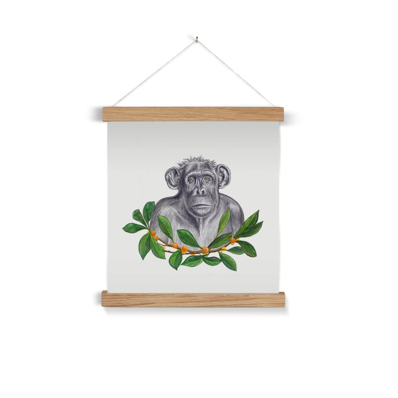 Chimp and Figs Fine Art Print with Hanger