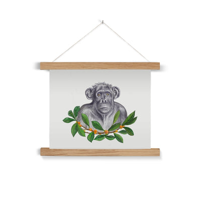 Chimp and Figs Fine Art Print with Hanger