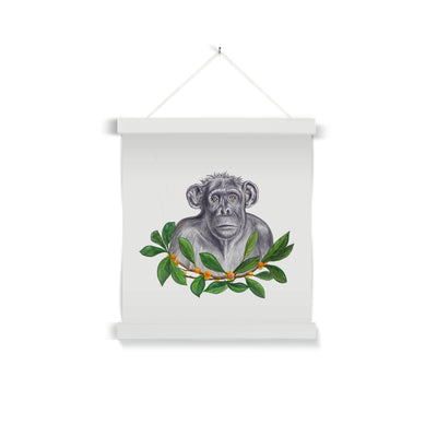 Chimp and Figs Fine Art Print with Hanger