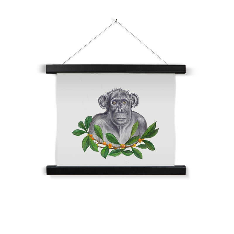 Chimp and Figs Fine Art Print with Hanger