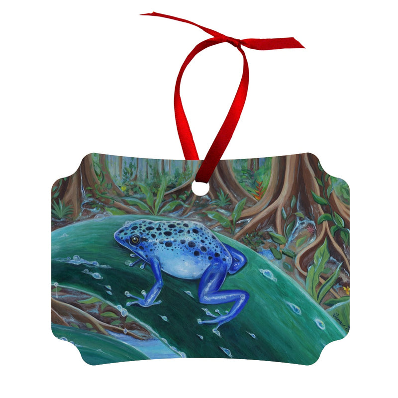 Blue Poison Dart Frog Wood Ornament