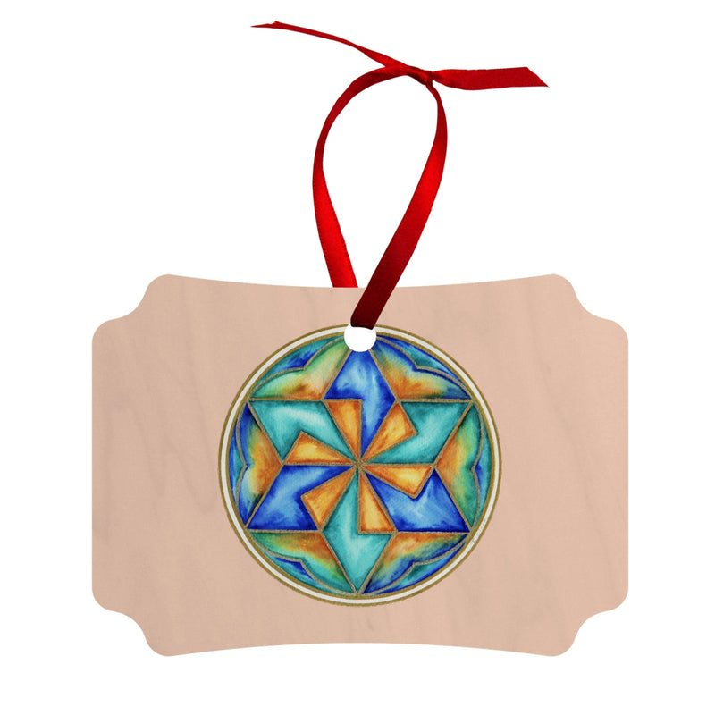 Star Mandala Wood Ornament