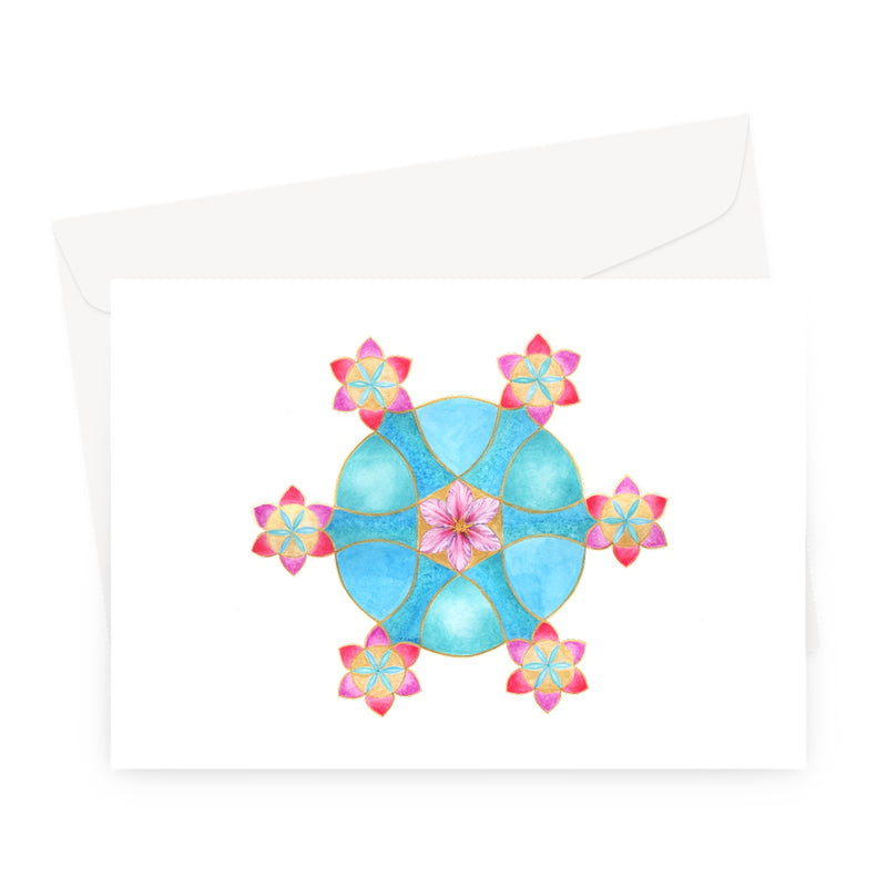 Spinning Sixes & Clematis  Greeting Card