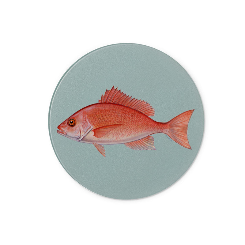 Red Snapper Glass Chopping Board