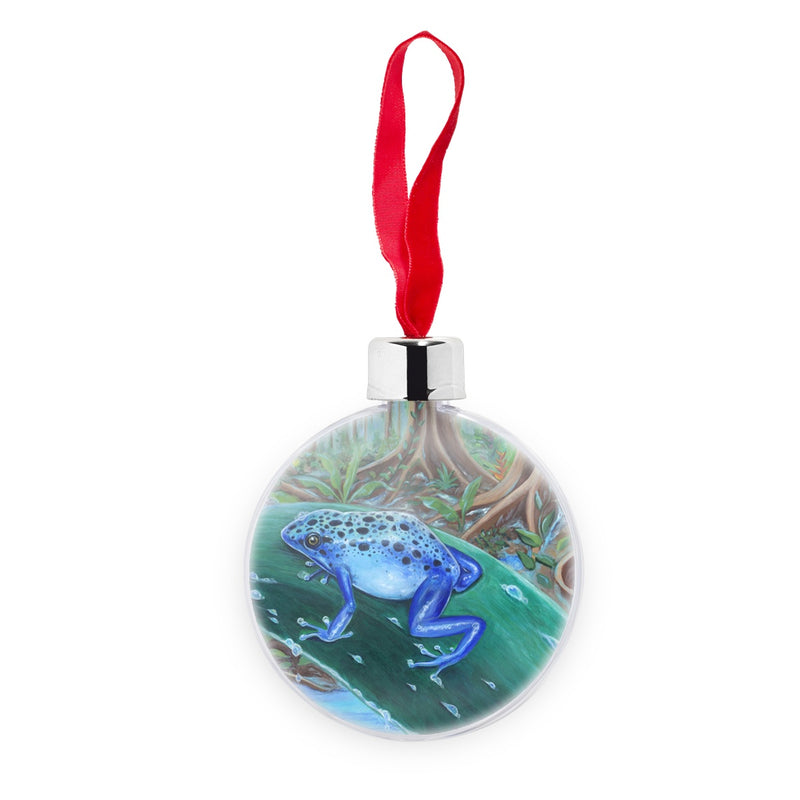 Blue Poison Dart Frog Transparent Christmas bauble