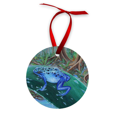 Blue Poison Dart Frog Wood Ornament